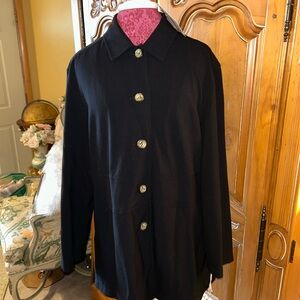 J. Jill Black Button-Up Stretch Jacket